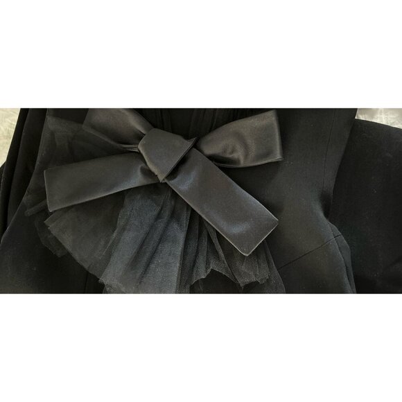 PAULE KA Evening Gown Elegant Black Sleeveless Dress V-Neck & Bow Detail - Picture 13 of 15